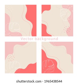 Abstract backgrounds for social media. Set of vector trendy square templates. Vector