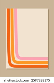 Abstract backgrounds with straight lines in classic colors, orange, cream, pink.
