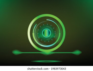Abstract backgrounds tecture wallpaper with cyber innovation technology city futuristic green color light circle radar screen vector and illustration EPS10