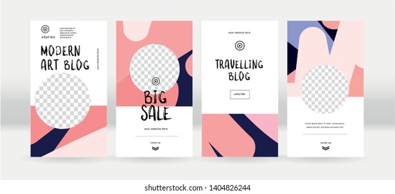 Abstract backgrounds. Trendy colorful templates for social networks stories