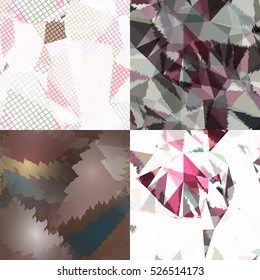Abstract backgrounds with triangles and colorful geometric shapes. Texture pattern for covers, banners, booklets, etc. For web or printed media.