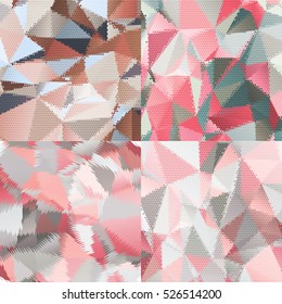 Abstract backgrounds with triangles and colorful geometric shapes. Texture pattern for covers, banners, booklets, etc. For web or printed media.