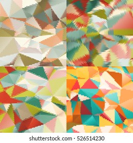 Abstract backgrounds with triangles and colorful geometric shapes. Texture pattern for covers, banners, booklets, etc. For web or printed media.