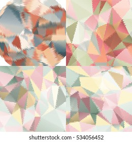 Abstract backgrounds with triangles and colorful geometric shapes. Texture pattern for covers, banners, booklets, etc. For web or printed media.