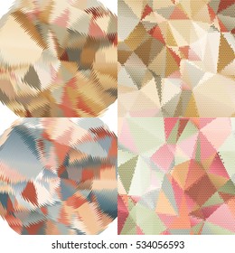 Abstract backgrounds with triangles and colorful geometric shapes. Texture pattern for covers, banners, booklets, etc. For web or printed media.