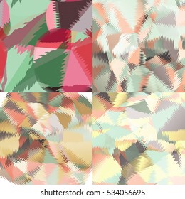 Abstract backgrounds with triangles and colorful geometric shapes. Texture pattern for covers, banners, booklets, etc. For web or printed media.