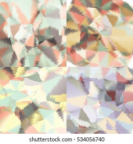 Abstract backgrounds with triangles and colorful geometric shapes. Texture pattern for covers, banners, booklets, etc. For web or printed media.
