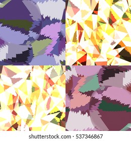 Abstract backgrounds with triangles and colorful geometric shapes. Texture pattern for covers, banners, booklets, etc. For web or printed media.