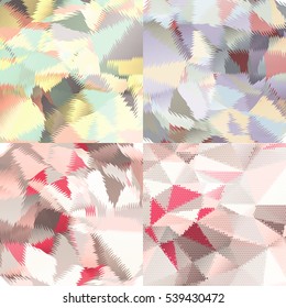 Abstract backgrounds with triangles and colorful geometric shapes. Texture pattern for covers, banners, booklets, etc. For web or printed media.