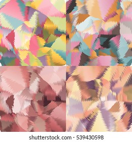 Abstract backgrounds with triangles and colorful geometric shapes. Texture pattern for covers, banners, booklets, etc. For web or printed media.