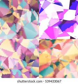 Abstract backgrounds with triangles and colorful geometric shapes. Texture pattern for covers, banners, booklets, etc. For web or printed media.