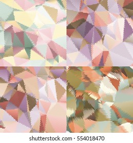 Abstract backgrounds with triangles and colorful geometric shapes. Texture pattern for covers, banners, booklets, etc. For web or printed media.