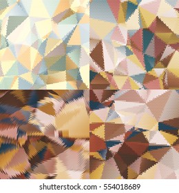 Abstract backgrounds with triangles and colorful geometric shapes. Texture pattern for covers, banners, booklets, etc. For web or printed media.