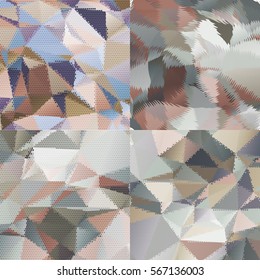 Abstract backgrounds with triangles and colorful geometric shapes. Texture pattern for covers, banners, booklets, etc. For web or printed media.