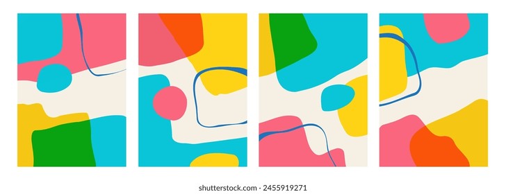 Fondos abstractos con varias Formas curvas de colores brillantes y líneas dobladas azules para un Diseño gráfico creativo. Ilustración vectorial.