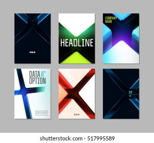 Abstract Backgrounds Vector Set for business report, flyers and over covers. Geometric Shapes for presentation, brochures, leaflets, posters, business cards