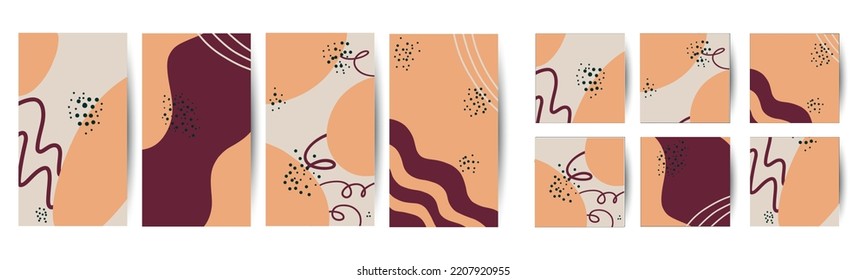 Abstract backgrounds. Vector set of templates for social networks, postcards and posters. Warm autumn colors