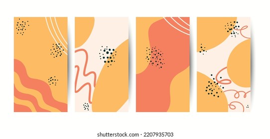 Abstract backgrounds. Vector templates for social media, postcards and posters. Orange and red colors