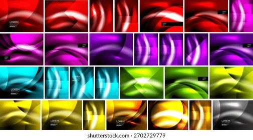 Abstrakte Hintergründe, lebendige Farben, glatte Farbverläufe, fließende Formen. Moderne Designs für digitale Projekte, Präsentationen.