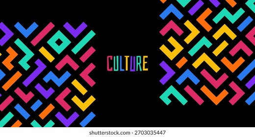 abstract backgrounds with a vibrant geometric pattern of colorful pixelated blocks creating a maze-like design