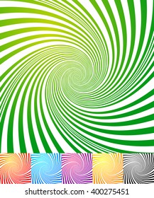Abstract background(s) with vortex shape. Spiral effect on converging-radiating lines