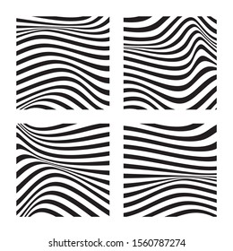 Abstract backgrounds with wavy lines. Black wavy lines on white background. Minimalist black and white abstract design. Vector Illustration.
