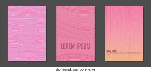 Abstract Backgrounds with Wavy Lines in Hipster Style. Trendy Covers Design for Catalog, Folder, Brochure, Poster, Magazine, Banner, Book. Covers Templates Set with Wavy Stripes Lines and Text