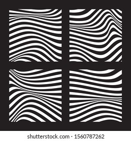 Abstract backgrounds with wavy lines. White wavy lines on black background. Minimalist black and white abstract design. Vector Illustration.