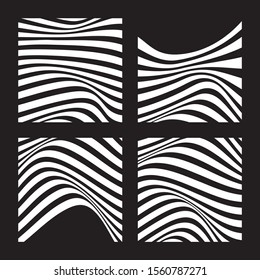 Abstract backgrounds with wavy lines. White wavy lines on black background. Minimalist black and white abstract design. Vector Illustration.