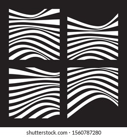 Abstract backgrounds with wavy lines. White wavy lines on black background. Minimalist black and white abstract design. Vector Illustration.