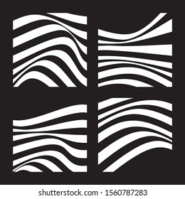 Abstract backgrounds with wavy lines. White wavy lines on black background. Minimalist black and white abstract design. Vector Illustration.