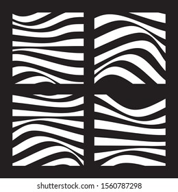 Abstract backgrounds with wavy lines. White wavy lines on black background. Minimalist black and white abstract design. Vector Illustration.