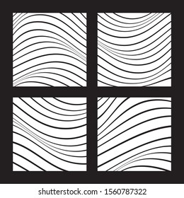 Abstract backgrounds with wavy lines. White wavy lines on black background. Minimalist black and white abstract design. Vector Illustration.