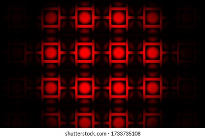 fondo abstracto, cuadrados y círculos brillantes sobre un fondo negro