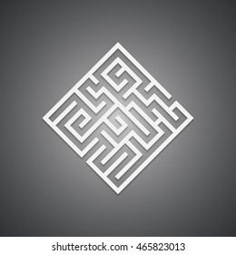 Abstract background.White maze with shadow on a black background.
