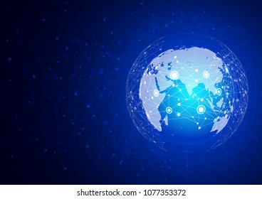 Abstract background.World map network connection.Point and line concept of global business. Vector Illustration.