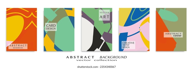 Abstract backgrouns set, doodle texture. Minimalistic art with geometric shapes. Design for card, brochure, banner idea, book cover, booklet print, flyer sheet a4. Collage page, web header template.