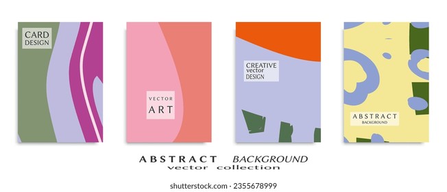 Abstract backgrouns set, doodle texture. Minimalistic art with geometric shapes. Design for card, brochure, banner idea, book cover, booklet print, flyer sheet a4. Collage page, web header template.