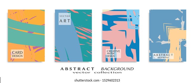 Abstract backgrouns set, grunge texture. Minimalistic art, brush strokes style. Design for card, brochure, banner idea, book cover, booklet print, flyer sheet a4. Collage page, web header template.