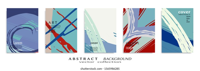 Abstract backgrouns set, grunge texture. Minimalistic art, brush strokes style. Design for card, brochure, banner idea, book cover, booklet print, flyer sheet a4. Collage page, web header template.