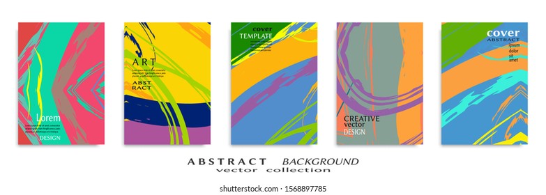 Abstract backgrouns set, grunge texture. Minimalistic art, brush strokes style. Design for card, brochure, banner idea, book cover, booklet print, flyer sheet a4. Collage page, web header template.