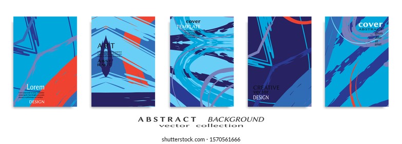 Abstract backgrouns set, grunge texture. Minimalistic art, brush strokes style. Design for card, brochure, banner idea, book cover, booklet print, flyer sheet a4. Collage page, web header template.