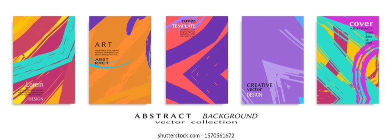 Abstract backgrouns set, grunge texture. Minimalistic art, brush strokes style. Design for card, brochure, banner idea, book cover, booklet print, flyer sheet a4. Collage page, web header template.