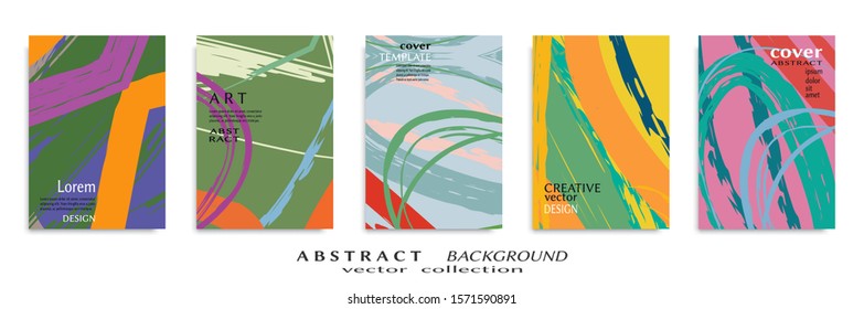 Conjunto de fondos Abstractas, textura grunge. Arte minimalista, estilo de pinceladas. Diseño para tarjeta, folleto, idea de Anuncio, cubierta de libro, impresión de folleto, hoja de volante a4. Página de collage, Plantilla de encabezado de Web.