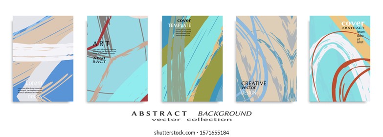 Abstract backgrouns set, grunge texture. Minimalistic art, brush strokes style. Design for card, brochure, banner idea, book cover, booklet print, flyer sheet a4. Collage page, web header template.