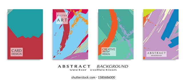 Abstract backgrouns set, grunge texture. Minimalistic art, brush strokes style. Design for card, brochure, banner idea, book cover, booklet print, flyer sheet a4. Collage page, web header template.