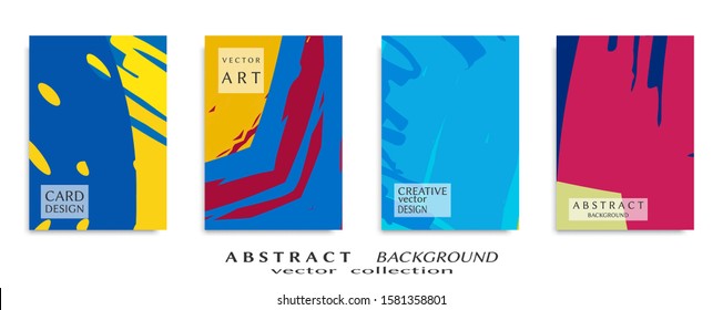 Abstract backgrouns set, grunge texture. Minimalistic art, brush strokes style. Design for card, brochure, banner idea, book cover, booklet print, flyer sheet a4. Collage page, web header template.