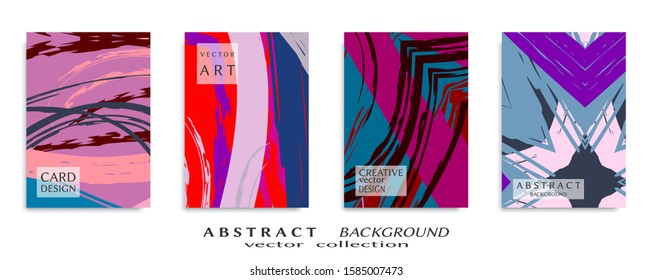 Abstract backgrouns set, grunge texture. Minimalistic art, brush strokes style. Design for card, brochure, banner idea, book cover, booklet print, flyer sheet a4. Collage page, web header template.