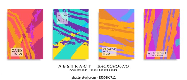Abstract backgrouns set, grunge texture. Minimalistic art, brush strokes style. Design for card, brochure, banner idea, book cover, booklet print, flyer sheet a4. Collage page, web header template.
