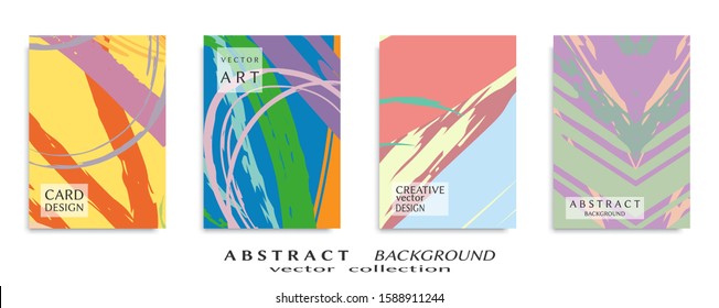 Abstract backgrouns set, grunge texture. Minimalistic art, brush strokes style. Design for card, brochure, banner idea, book cover, booklet print, flyer sheet a4. Collage page, web header template.